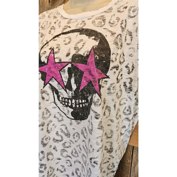 Chrldr cheerleader grunge distressed leapord skull t shirt top M EUC whimsigoth - Picture 4 of 6